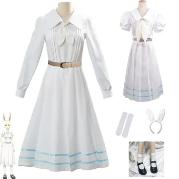 Anime Haru Beastars Cosplay Kostüm Beyaz elbise kemeri Çorap Tavşan Kulakları Küçük deri ayakkabı Erkek Kadın Yetişkin Kawaii Cadılar Bayramı Takım Elbise
