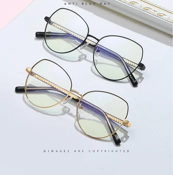 Agstum Anti mavi ışık Metal gözlük kadınlar Vintage Stil marka tasarım optik UV gözlük