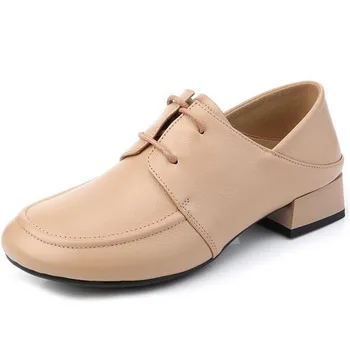 2022 Yeni Premium Kalite Yumuşak İnek Derisi Dantel-up Sonbahar deri ayakkabı Kadın Moda rahat ayakkabılar Büyük Boy loafer ayakkabılar Gelgit