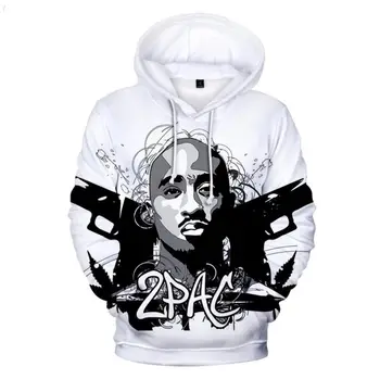 Sıcak Rapçi Şarkıcı Tupac Shakur 3D Baskı Rahat Unisex Kazak Hoodie Kazak