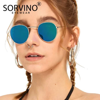 SORVINO Küçük Oval Polarize Güneş Gözlüğü Kadınlar için 2020 Retro Tasarımcı Steampunk Gül Altın Ayna güneş gözlüğü Gözlük Gözlük