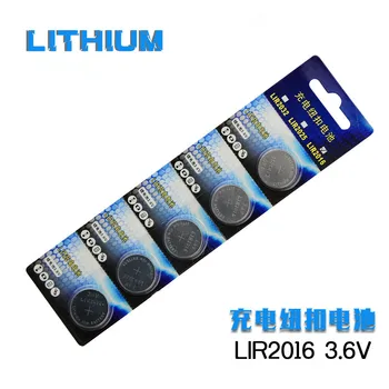 Ücretsiz kargo yüksek kalite LIR2016 Şarj Edilebilir düğme pil Lityum li ion 3.6 V şarj edilebilir pil hücresi Araba anahtarı için 10 adet