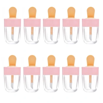 10 ADET 3.9 ml Pembe dondurma şekli DIY ruj tüpü Dudak Sır Tüp Şişeleri Makyaj Örnekleri Kozmetik Lipgloss Tüp Kadınlar için kız