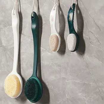 2 Tarafı Uzun Saplı Banyo Masaj Temizleme Fırçası Çok Fonksiyonlu Topuk Geri Fırça Peeling Kir Kaldırmak Ev Banyo Duş Araçları