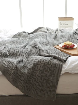Iskandinav pamuk örgü battaniye yün battaniye örgü ofis battaniye uyuklayan kanepe pamuk havlu yorgan anti-boncuklanma bırakarak