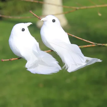 2 adet Beyaz güvercin simülasyon tüy kuş düğün dekorasyon sahne düzeni ev Noel malzemeleri dekorasyon simülasyon güvercin