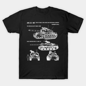 Fransız AMX-30 Ana Muharebe Tankı Planı T Shirt. Yeni %100 % Pamuk Kısa Kollu O-Boyun T-shirt Rahat Giyim Erkek Üst