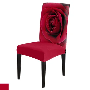 Gül Yakın Çekim Aşk Bitki Kırmızı Çiçek sandalye kılıfı Yemek Spandex Streç klozet kapağı s ev ofis dekorasyonu Masa Sandalye Kılıfı Seti