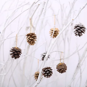 9 adet / grup 3-4cm Ahşap Çam Kozalağı Topları Ev Partisi Dekorasyon Süs Noel Ağacı Asılı çam kozalağı Noel dekorasyon